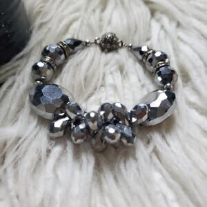Silver Gem Bling Magnetic Closure Costume Bracelet